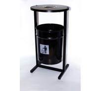 Урна уличная Т ПРОФМЕТСТИЛЬ круглая металлическая с квадратными ножками черная с пепельницей. Арт 1193