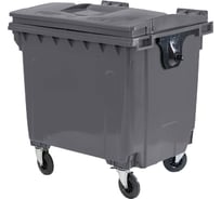 Мусорный контейнер Тара.ру полимерный, 1100л. (R), на колёсах, в сборе, серый 40851