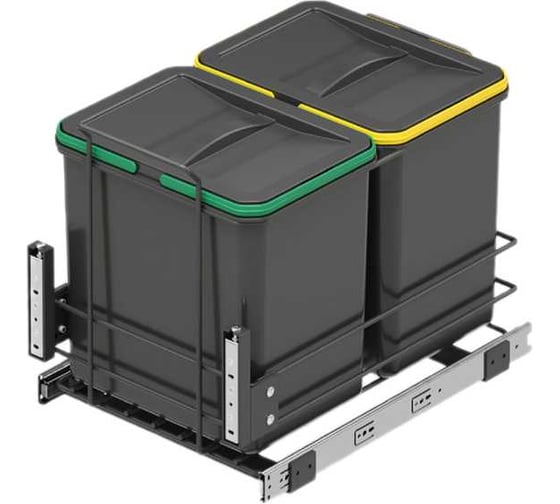 Мусорное ведро Starax S-2582-A 16+16л, ширина 400, с фасадным креплением, 340x485x385мм, антрацит 0200228