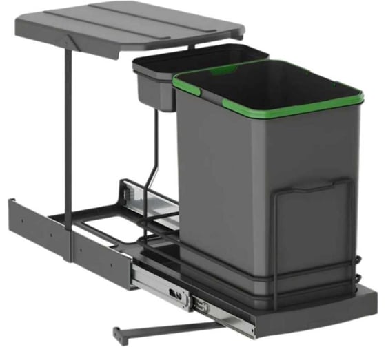 Мусорное ведро Starax S-2391-A 16+1л, ширина 400, 260x440x400мм, антрацит 0200252 1