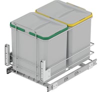Мусорное ведро Starax S-2582-G 16+16л, ширина 400, с фасадным креплением, 340x485x385мм, серый 0200227