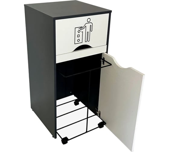 Мусорный контейнер (урна для фудкорта) ИП Маковчик Оди 1000 цвет белый/графит, объём 120 л 5240012UOBG