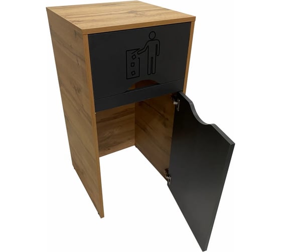 Урна для фудкорта ИП Маковчик Оди 1000 РВ цвет графит/дуб, в разборе, без держателя для мусорных пакетов VUOGDRV-5190009