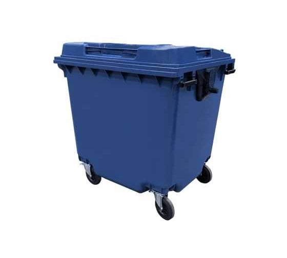 Мусорный контейнер Территория Производства 1100 литров, с плоской крышкой, синего цвета МКТО1100 синий