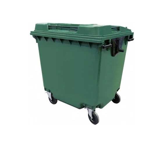 Мусорный контейнер Территория Производства 1100 литров, с плоской крышкой, зеленого цвета МКТО1100 зеленый
