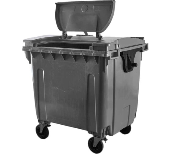 Мусорный контейнер Территория Производства 1100 литров, с системой крышка в крышке, серого цвета МК-КК_ТО1100 серый