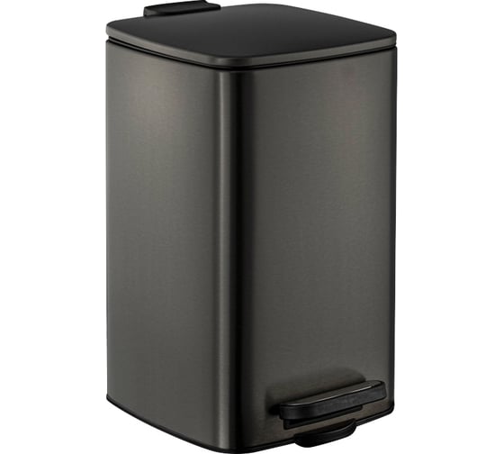 Ведро из нержавеющей стали Санакс с педалью, квадратное, 8 литров, крышка микролифт, цвет графит 10858