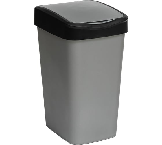 Ведро для мусора с подвижной крышкой Violet Тандем 35л, серый металлик/черный 843558