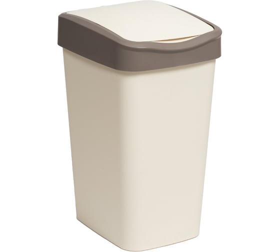 Ведро для мусора с подвижной крышкой Violet Тандем 35л, слоновая кость/шоколад Violet 843526