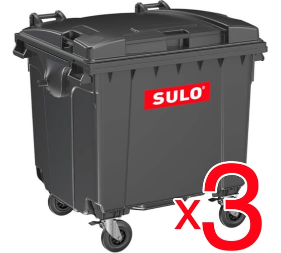 Евроконтейнеры SULO 1100 л, серые, комплект 3 шт 00-00025598