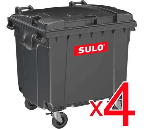 Евроконтейнеры SULO 1100 л, серые, комплект 4 шт 00-00025599