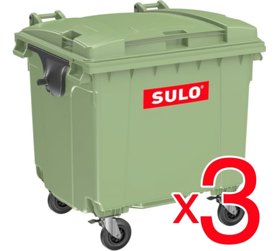 Евроконтейнеры SULO 1100 л, зеленые, комплект 3 шт 00-00025592