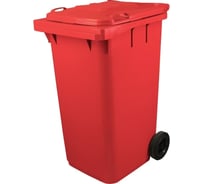 Мусорный контейнер-бак ООО Комус 240 л, на 2-х колёсах, с крышкой, красный 756980