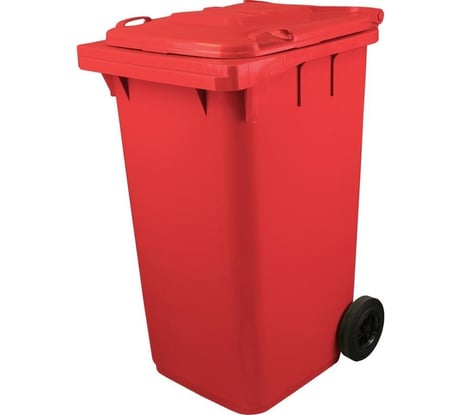 Мусорный контейнер-бак ООО Комус 240 л, на 2-х колёсах, с крышкой, красный 756980