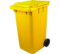 Мусорный контейнер-бак ООО Комус 240 л, на 2-х колёсах, с крышкой, желтый 757302