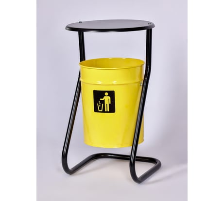 Уличная урна ПРОФМЕТСТИЛЬ металл, желтая, с крышкой 501