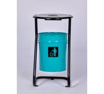 Урна уличная металлическая ПРОФМЕТСТИЛЬ бирюзовая, с пепельницей, с креплением в асфальт 653