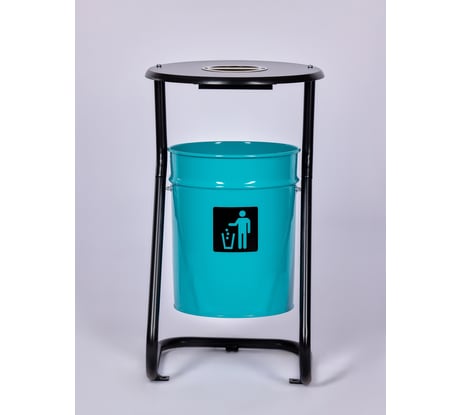 Урна уличная металлическая ПРОФМЕТСТИЛЬ бирюзовая, с пепельницей, с креплением в асфальт 653