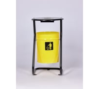 Урна уличная металлическая ПРОФМЕТСТИЛЬ желтая с пепельницей с креплением в асфальт 654