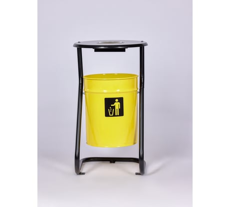 Урна уличная металлическая ПРОФМЕТСТИЛЬ желтая с пепельницей с креплением в асфальт 654