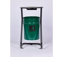 Урна уличная ПРОФМЕТСТИЛЬ металлическая, зеленая, с пепельницей, с креплением в асфальт 649