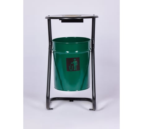 Урна уличная ПРОФМЕТСТИЛЬ металлическая, зеленая, с пепельницей, с креплением в асфальт 649