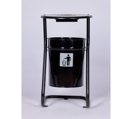 Урна уличная ПРОФМЕТСТИЛЬ металлическая, черная, с пепельницей, с креплением в асфальт 658