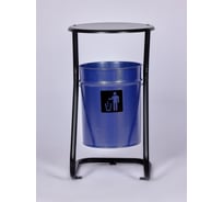 Урна уличная ПРОФМЕТСТИЛЬ металлическая, синий металлик, с крышкой, с креплением в асфальт 645