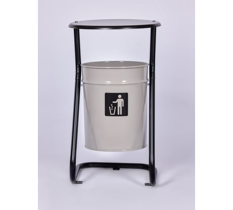 Урна уличная ПРОФМЕТСТИЛЬ металлическая, серая, с крышкой, с креплением в асфальт 642