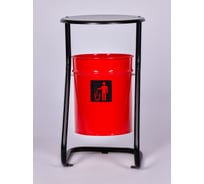 Урна уличная ПРОФМЕТСТИЛЬ металлическая, красная, с крышкой, с креплением в асфальт 647