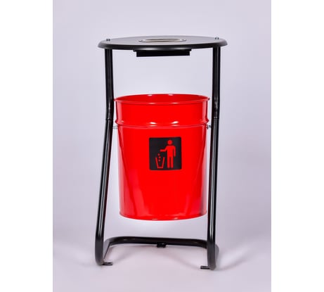 Урна уличная ПРОФМЕТСТИЛЬ металлическая, красная, с пепельницей, с креплением в асфальт 657