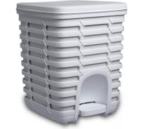 Урна PRIMANOVA PALM белая, пластиковая, с педалью, 9 л, 21x22x27.5 cм M-E54-01