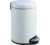 Круглая урна PRIMANOVA SERENE с педалью, белый, 12 л, металл D-15333