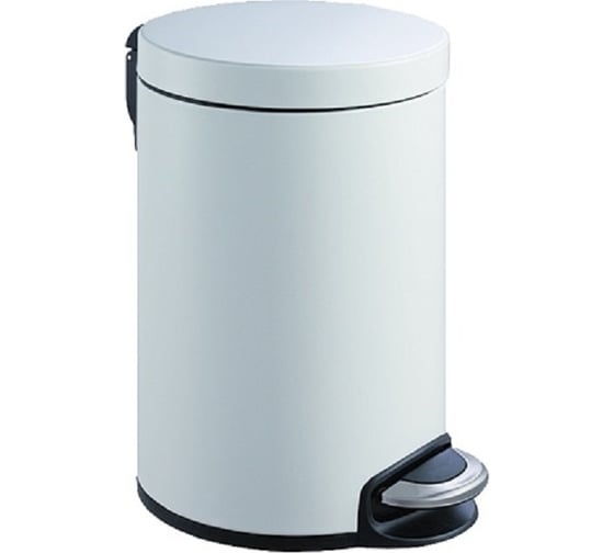 Круглая урна PRIMANOVA SERENE с педалью, белый, 12 л, металл D-15333