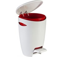 Урна с крышкой PRIMANOVA с педалью, 5 л, бело-красная, 20х23х30 см M-E04-04