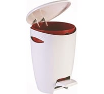 Урна с крышкой PRIMANOVA с педалью, 5 л, бело-коричневая, 20х23х30 см M-E04-10