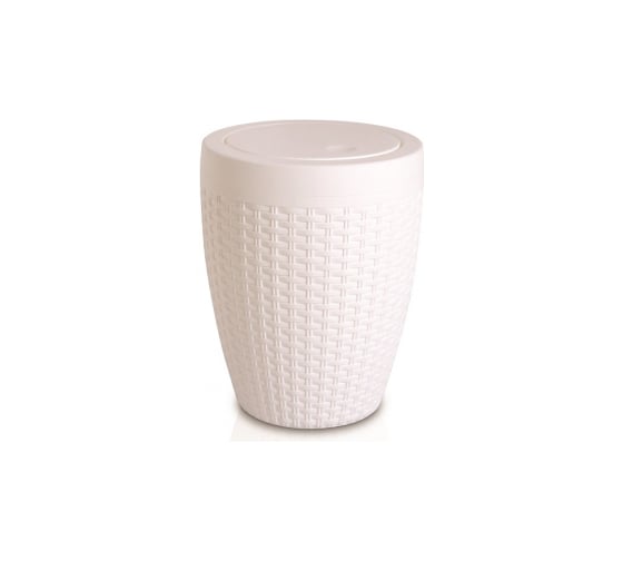 Урна PRIMANOVA Rattan белый, 7 л, с вращающейся крышкой, d=23.5 см, h=30 см D-19910 1
