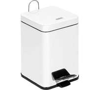 Ведро для мусора Mediclinics квадратный корпус 6 л., с педалью, белый PP1206