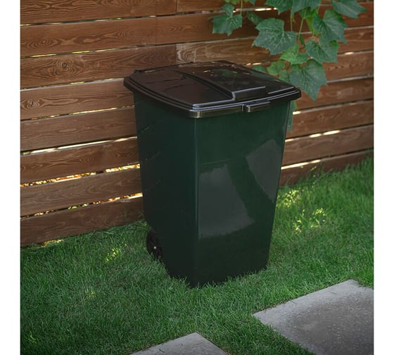 Мусорный контейнер ELLASTIK-PLAST 120 л, темно-зеленый М-МКЭЛ120ЗЕЛ