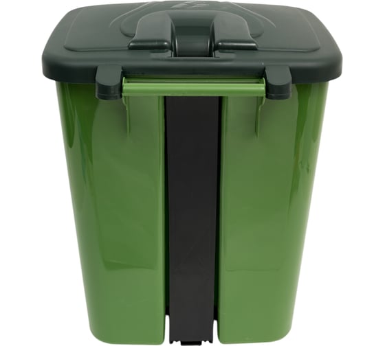 Мусорный бак Sembol Plastik 40 л, мороз., с крышкой, с педальным приводом, зелёный 25996
