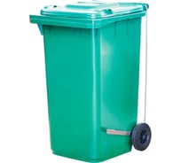 Мусорный контейнер Тара.ру п/э, 240 л, с педальным приводом Г-образным, светло-зелёный 26368