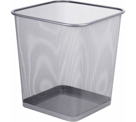 Корзина для бумаг BRAUBERG Germanium квадратная, 17 литров, металл, серебро 237976