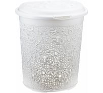 Корзина для мусора/белья IDEA Кружево 50 л, с крышкой, овальная, пластик, 53x43x34 см, белая, М 2601 602561