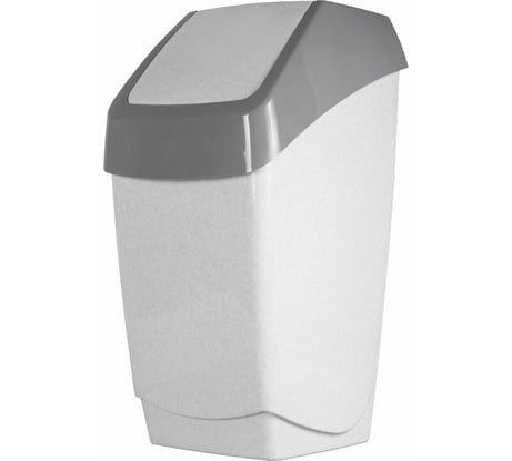 Ведро-контейнер для мусора IDEA Хапс 25 л, с крышкой (качающейся), 55x30x28 см, серое, М 2472 600274