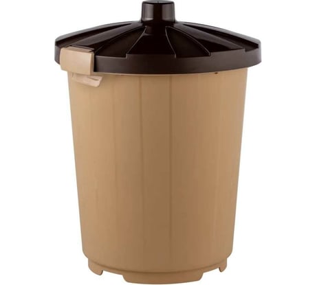 Круглый бак с крышкой Garden Story 105 л, бежевый, коричневая крышка 3733-МТ002
