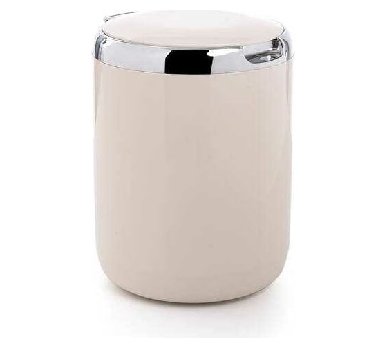 Урна с крышкой PRIMANOVA LIMA 3 л, из пластика, круглая, цвет корпуса бежевый (новый) M-E29-09-P 1