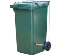 Мусорный контейнер Тара.ру п/э, 240 л, с педальным приводом Г-образным, зелёный 09489