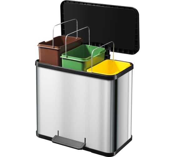 Мусорный контейнер Hailo Öko trio Plus L, 3х9 л, сталь, белый 0633-230