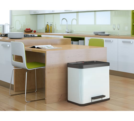 Мусорный контейнер Hailo Öko trio Plus L, 3х9 л, сталь, белый 0633-230