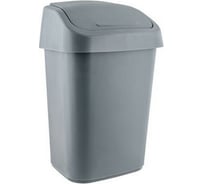 Мусорный контейнер PROFF PLASTIK прямоугольный, 10 л., маленький, с качающейся крышкой, темно-серый, пластиковый УИ-2601662т